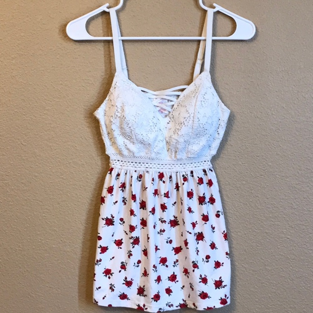 Cream Lace Top with Roses